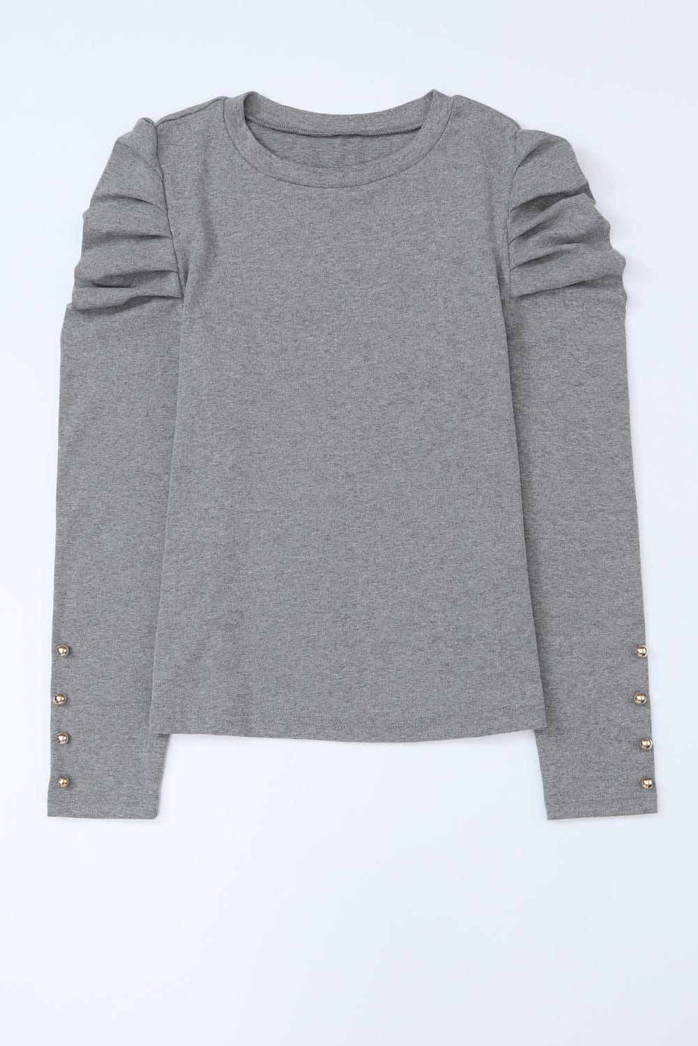 Elegant Gray Button Detail Sheath Top