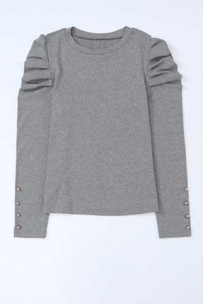 Elegant Gray Button Detail Sheath Top