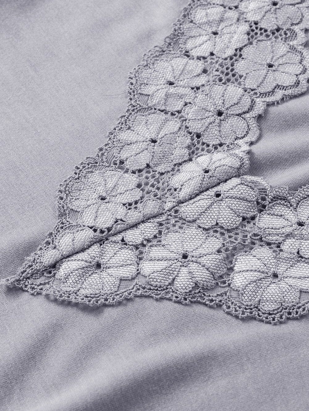 Elegant Gray Lace Trim V Neck Camisole Top