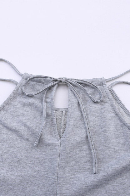 Elegant Gray Spaghetti Strap Jumpsuit with Pockets