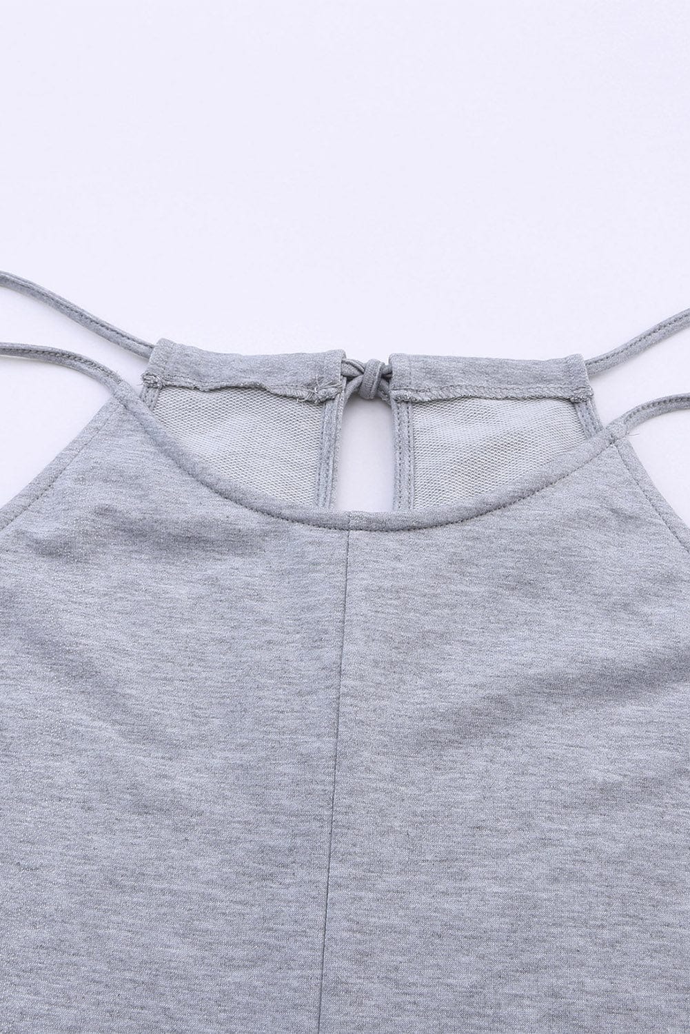 Elegant Gray Spaghetti Strap Jumpsuit with Pockets