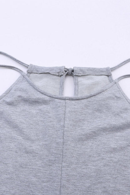 Elegant Gray Spaghetti Strap Jumpsuit with Pockets