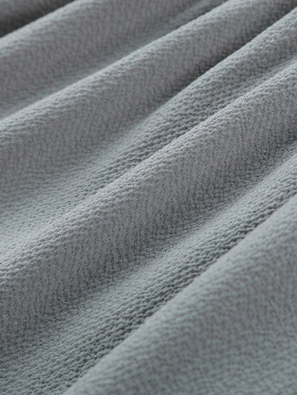 Elegant Gray V Neck Ruffle Tiered Mini Dress with Puff Sleeves