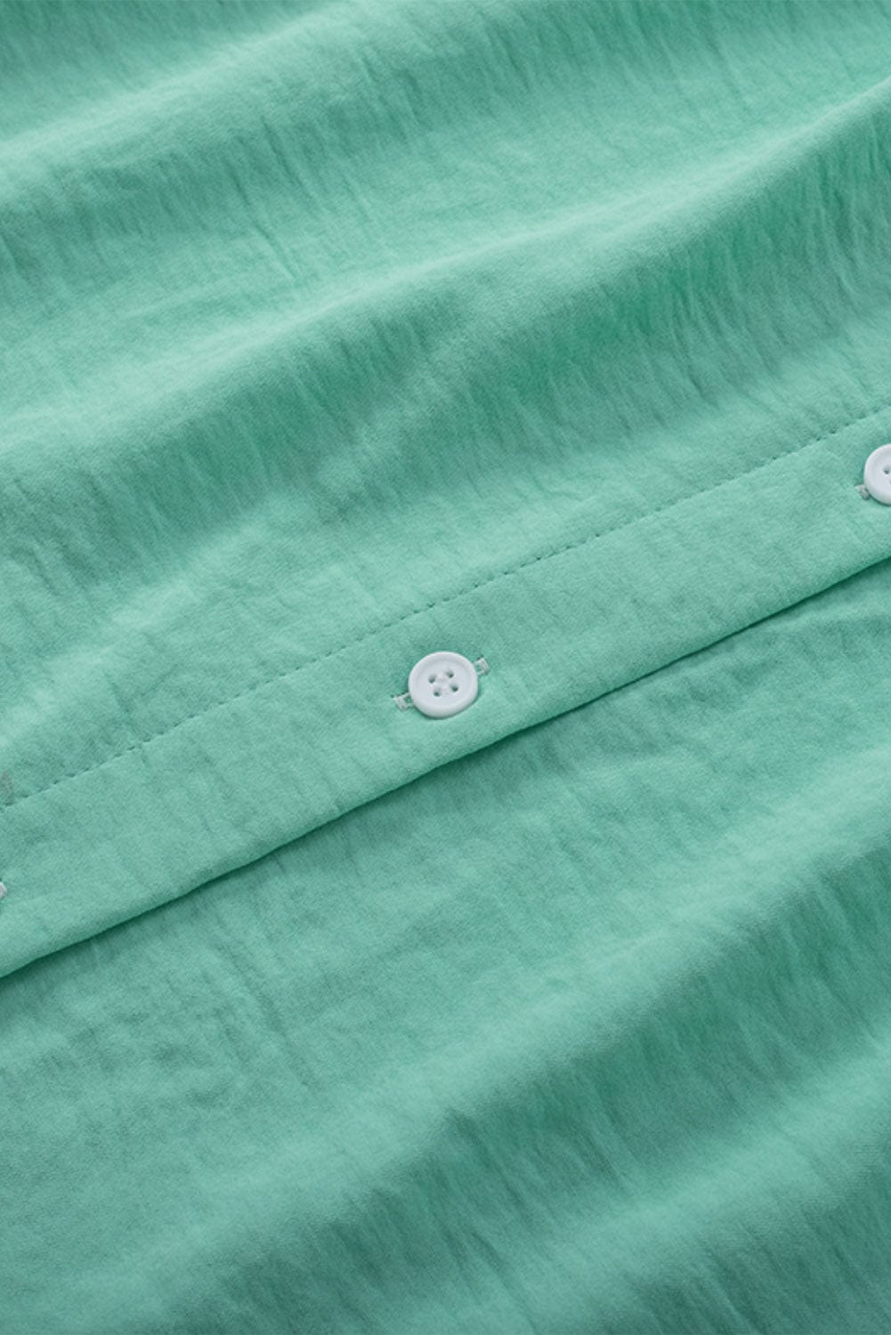 Elegant Green Flounce Sleeve Square Neck Button-Up Blouse