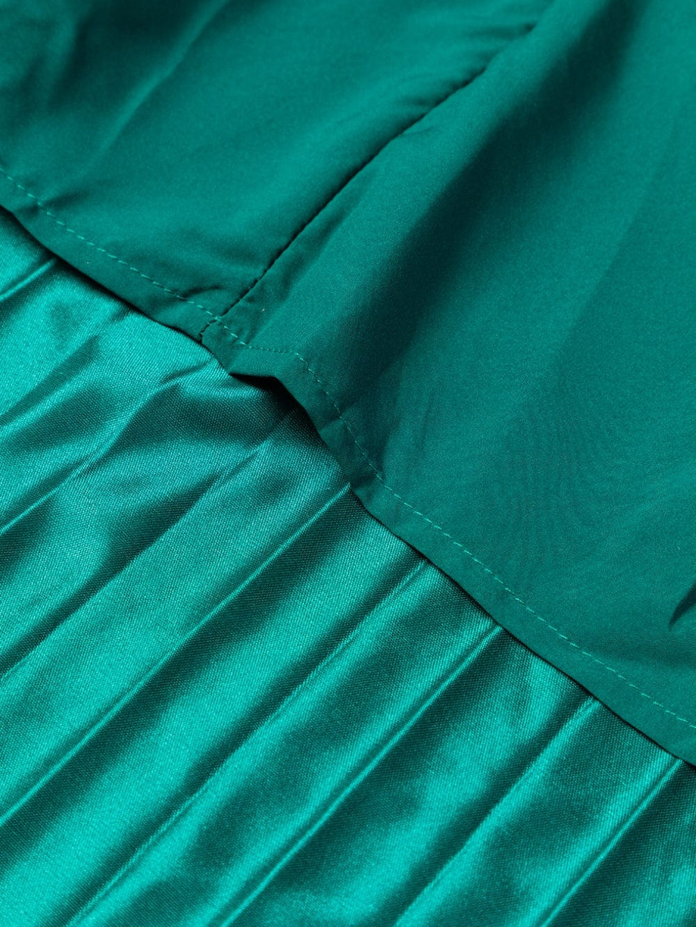 Elegant Green Satin Pleated Maxi Skirt with Elastic Waist