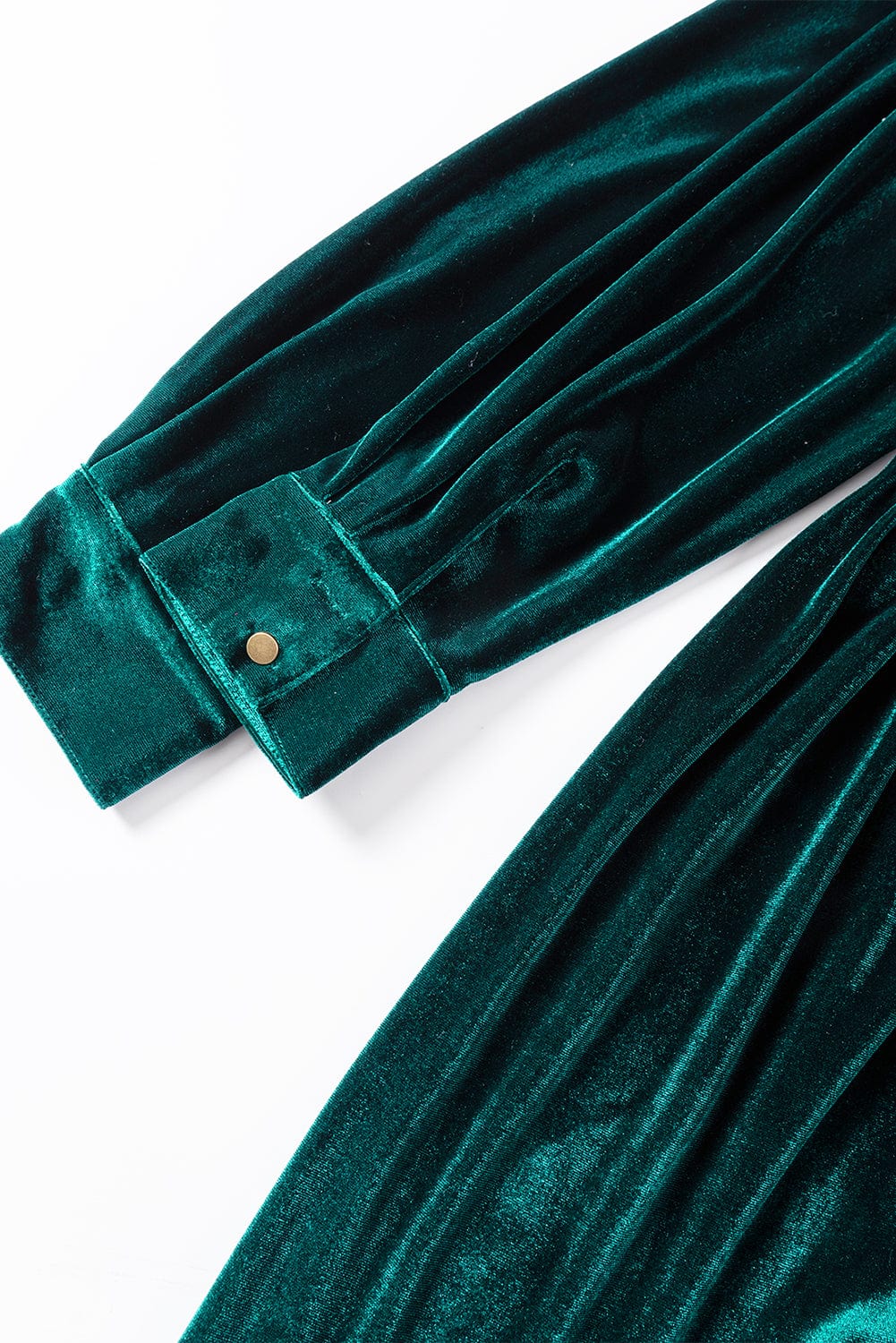 Elegant Green Velvet Ruffled Button-Up Mini Dress