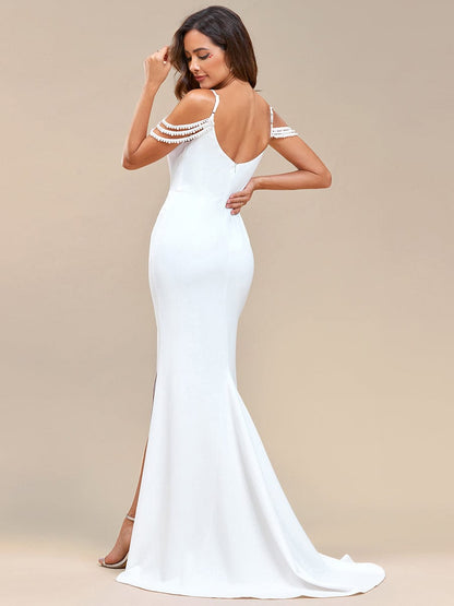 Elegant Halter Neck Fishtail Wedding Gowns with Side Slit