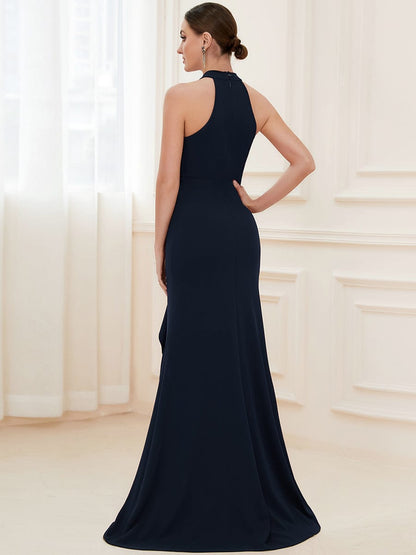 Elegant Halter Neck Sleeveless Pencil Evening Gown