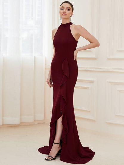 Elegant Halter Neck Sleeveless Pencil Evening Gown