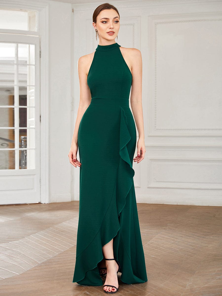 Elegant Halter Neck Sleeveless Pencil Evening Gown