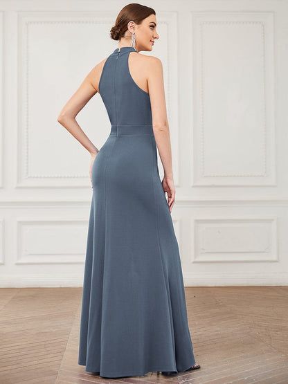 Elegant Halter Neck Sleeveless Pencil Evening Gown