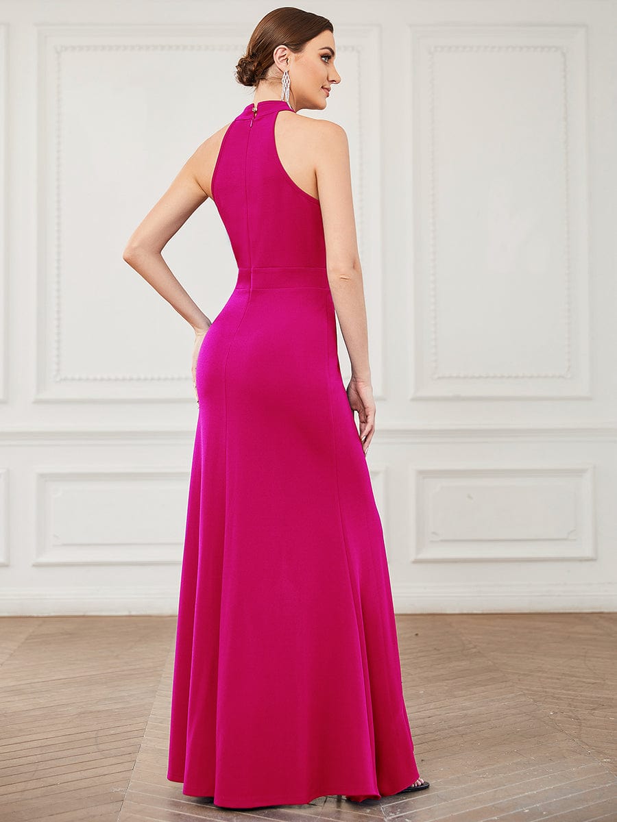 Elegant Halter Neck Sleeveless Pencil Evening Gown
