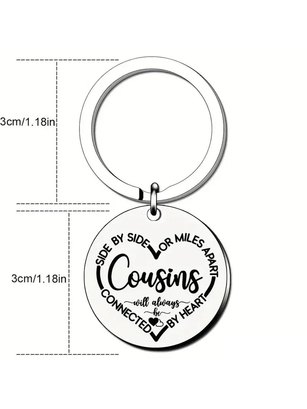 Elegant Heart-Shaped Stainless Steel Keychain with Silvery Floral Detail