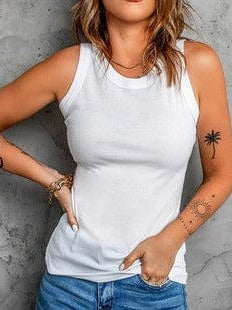Elegant Hollow V-Neck Lace Tank Top for Women - Stylish Sleeveless Loose Fit Racer Top in Black or White