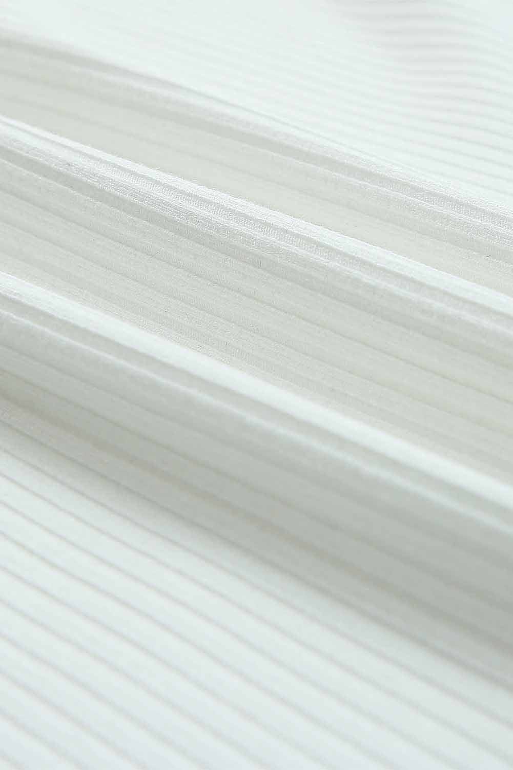 Elegant Ivory Ribbed Knit Top with Puff Sleeves