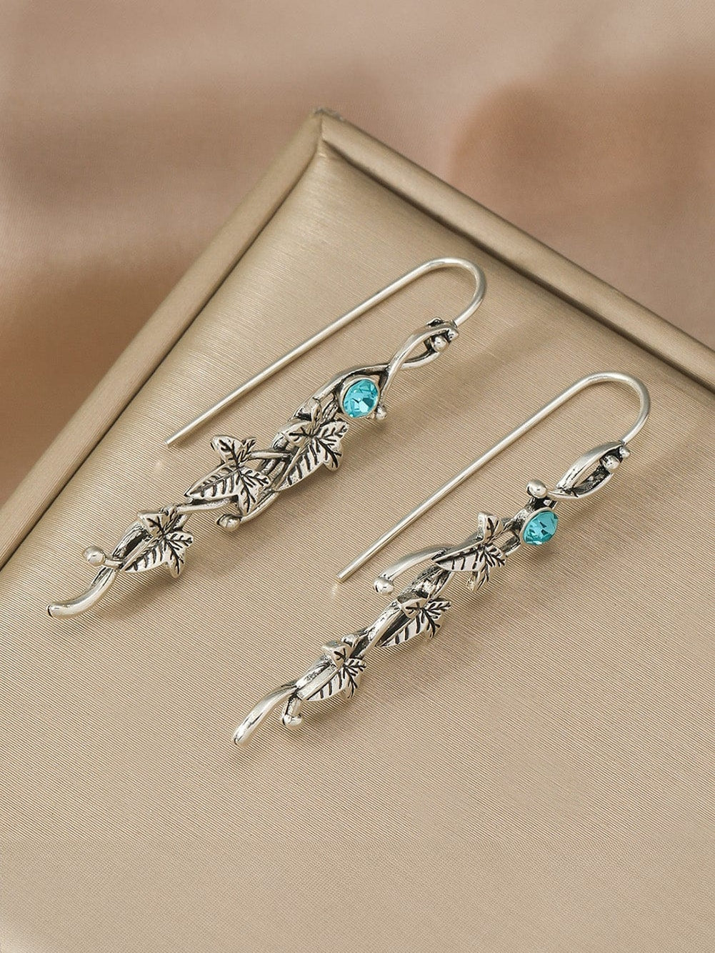 Elegant Ivy Leaf Gemstone Drop Earrings