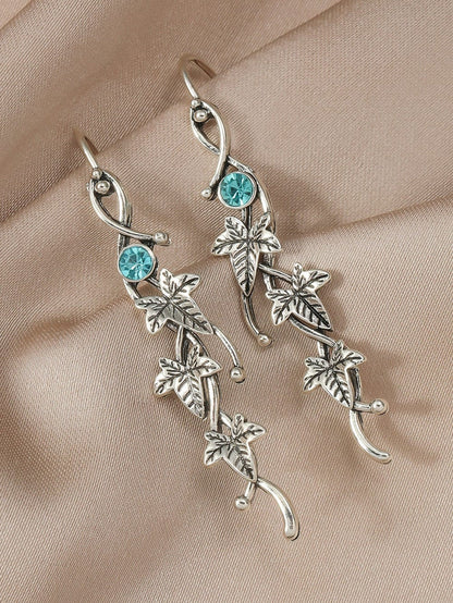 Elegant Ivy Leaf Gemstone Drop Earrings