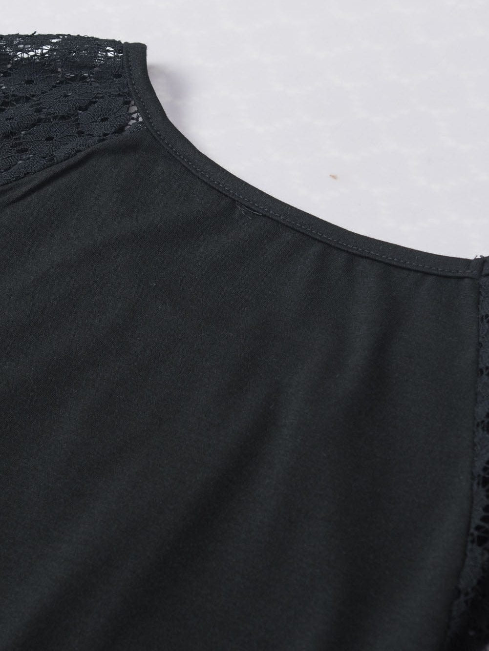Elegant Keyhole Detail Top with Black Lace Sleeves