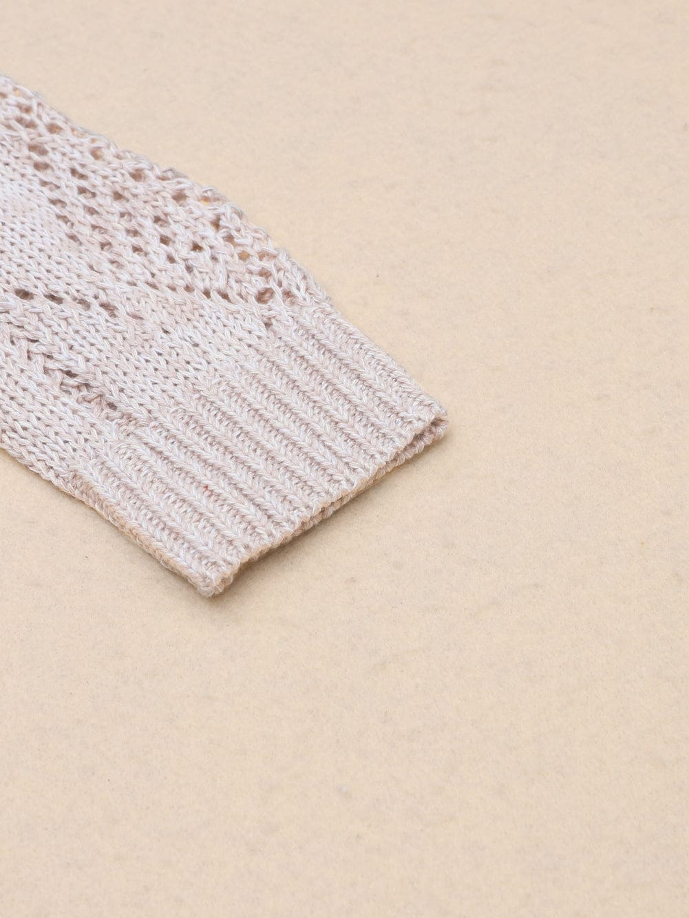 Elegant Khaki Crochet Knit Cardigan with Openwork Detail