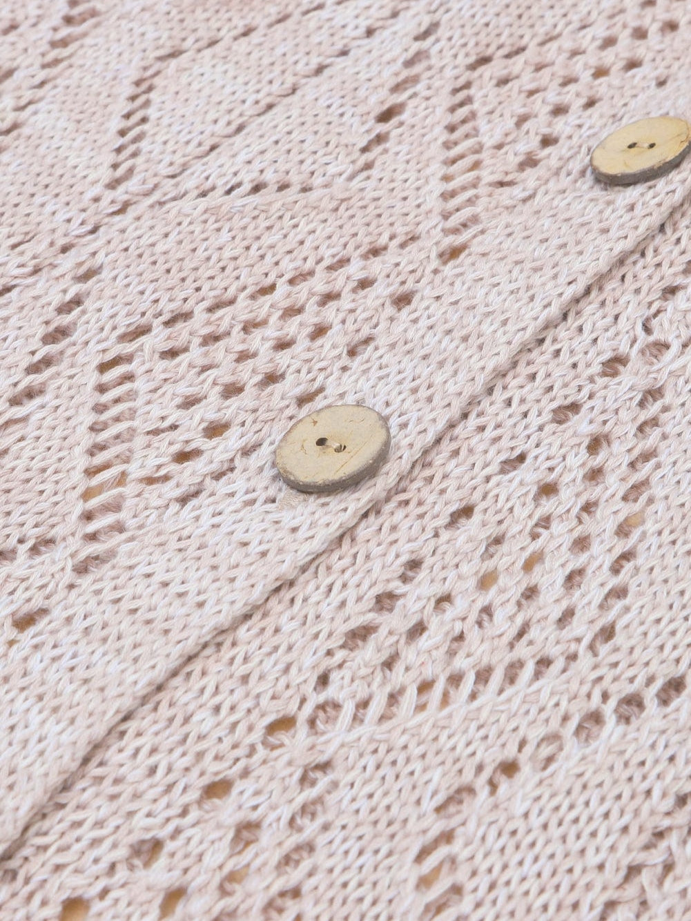 Elegant Khaki Crochet Knit Cardigan with Openwork Detail