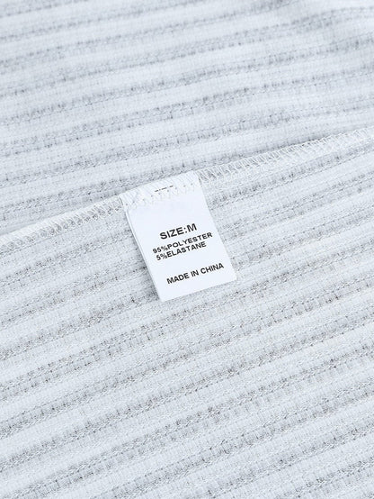 Elegant Khaki Striped Ruffle Tank Top