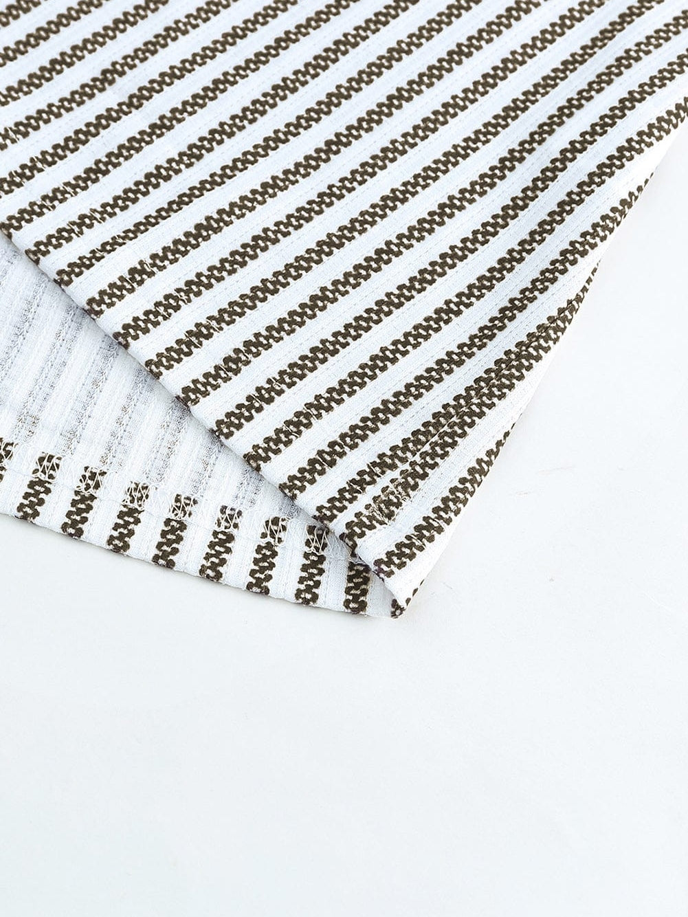 Elegant Khaki Striped Ruffle Tank Top