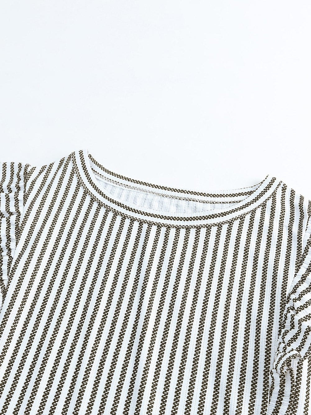 Elegant Khaki Striped Ruffle Tank Top