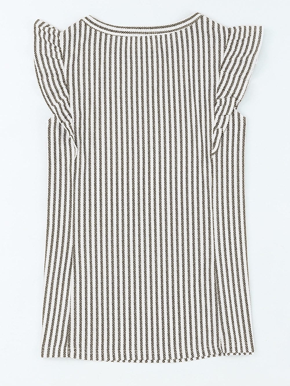 Elegant Khaki Striped Ruffle Tank Top