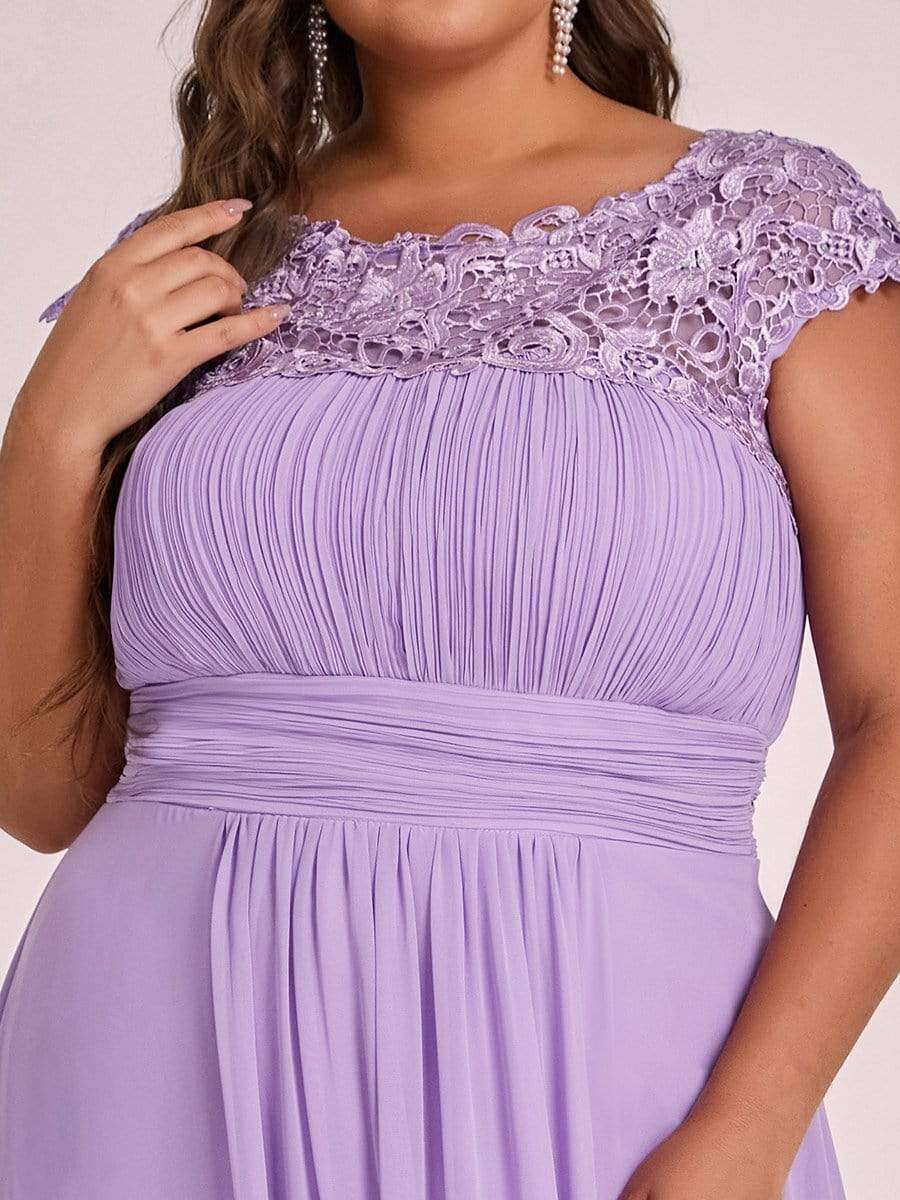 Elegant Lace Cap Sleeve Plus Size Bridesmaid Gown