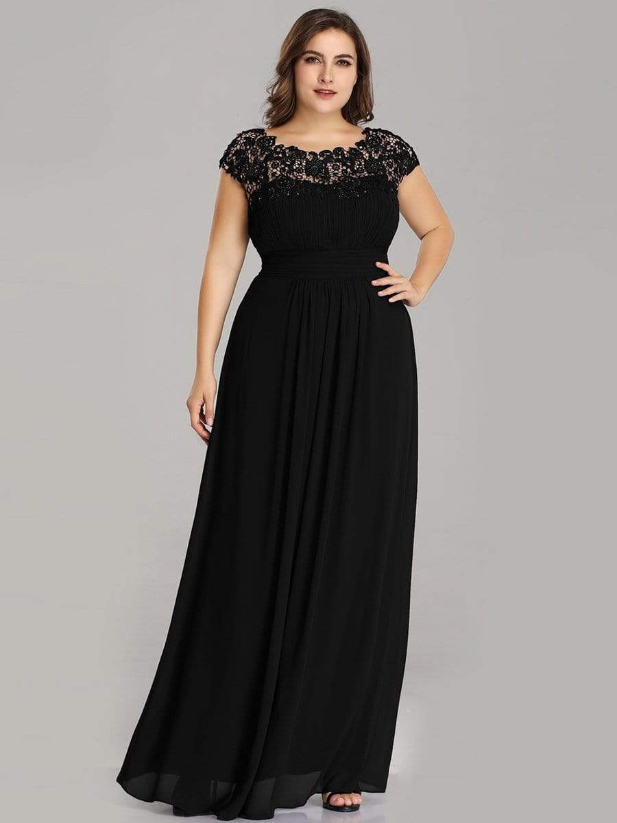 Elegant Lace Cap Sleeve Plus Size Bridesmaid Gown
