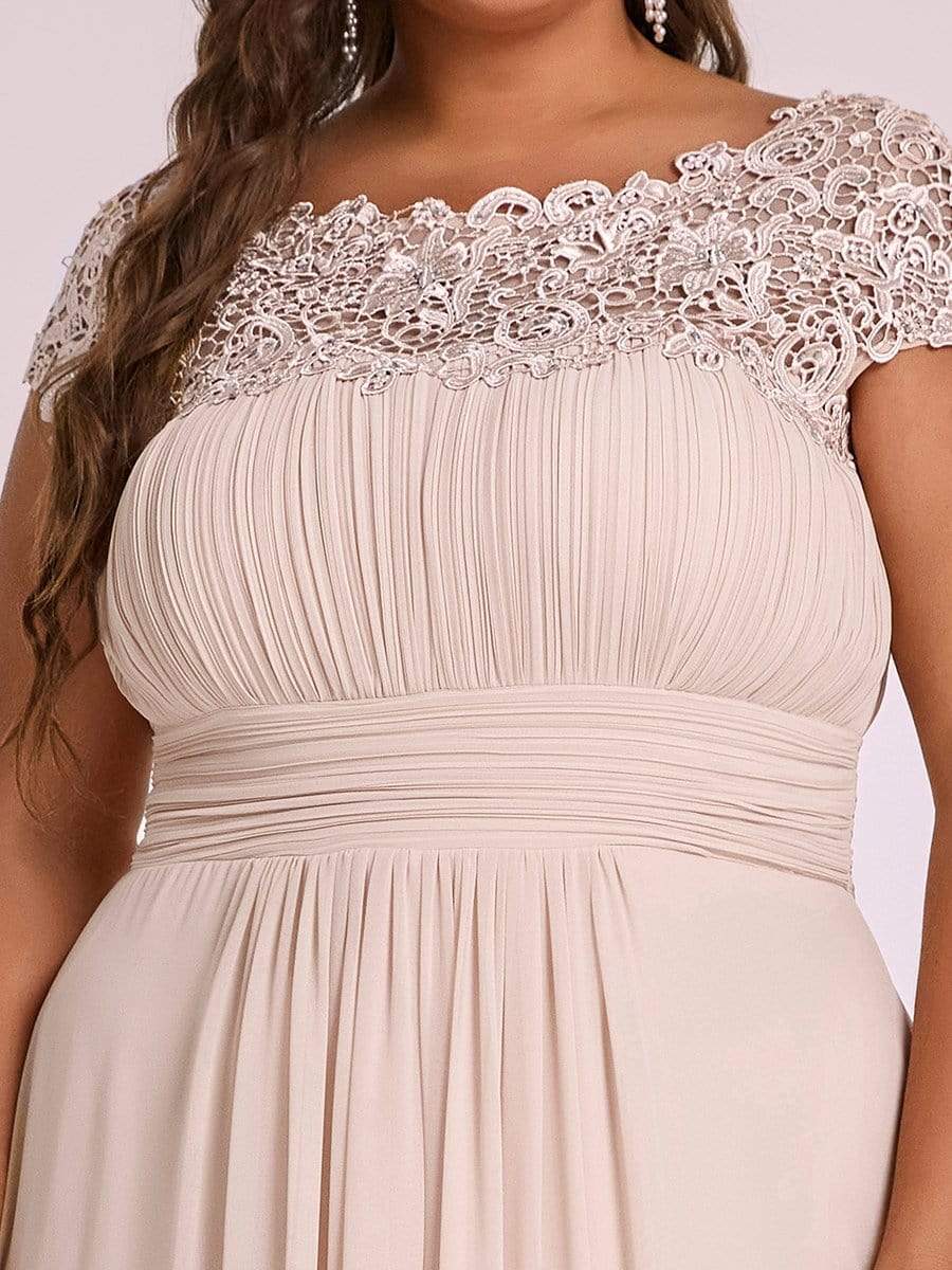 Elegant Lace Cap Sleeve Plus Size Bridesmaid Gown