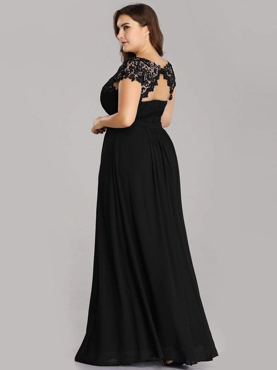 Elegant Lace Cap Sleeve Plus Size Bridesmaid Gown
