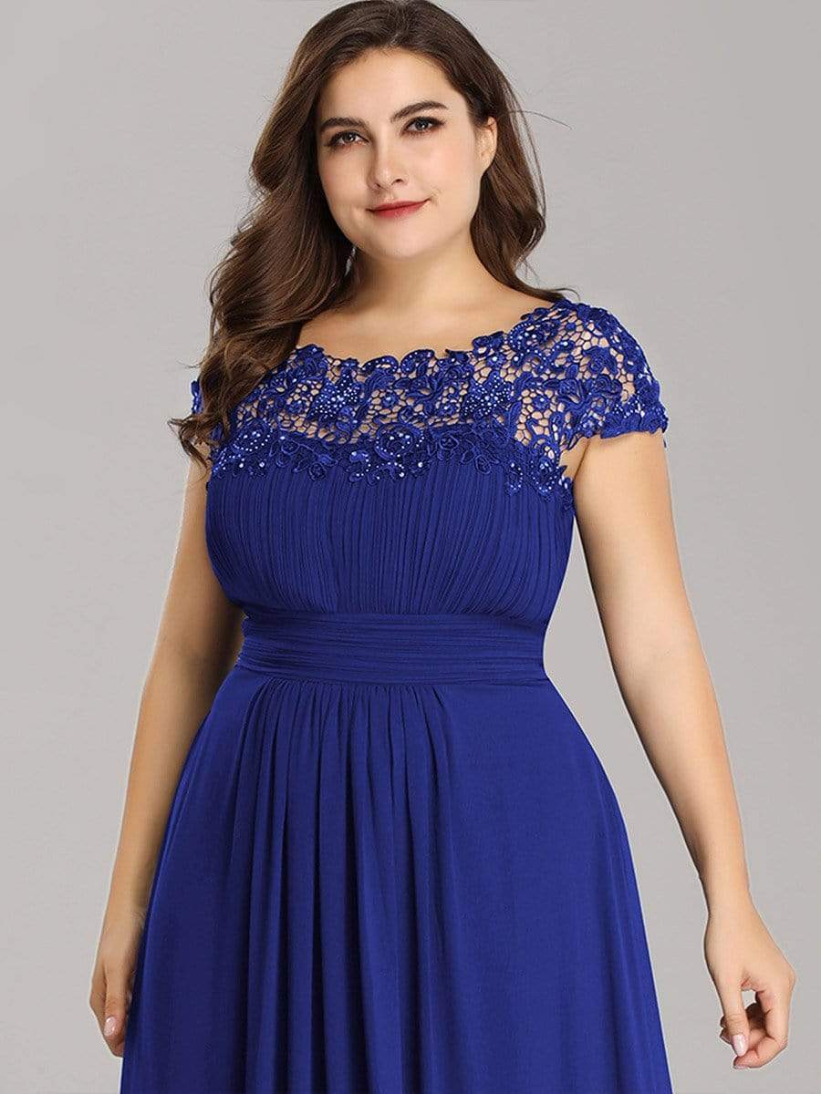 Elegant Lace Cap Sleeve Plus Size Bridesmaid Gown