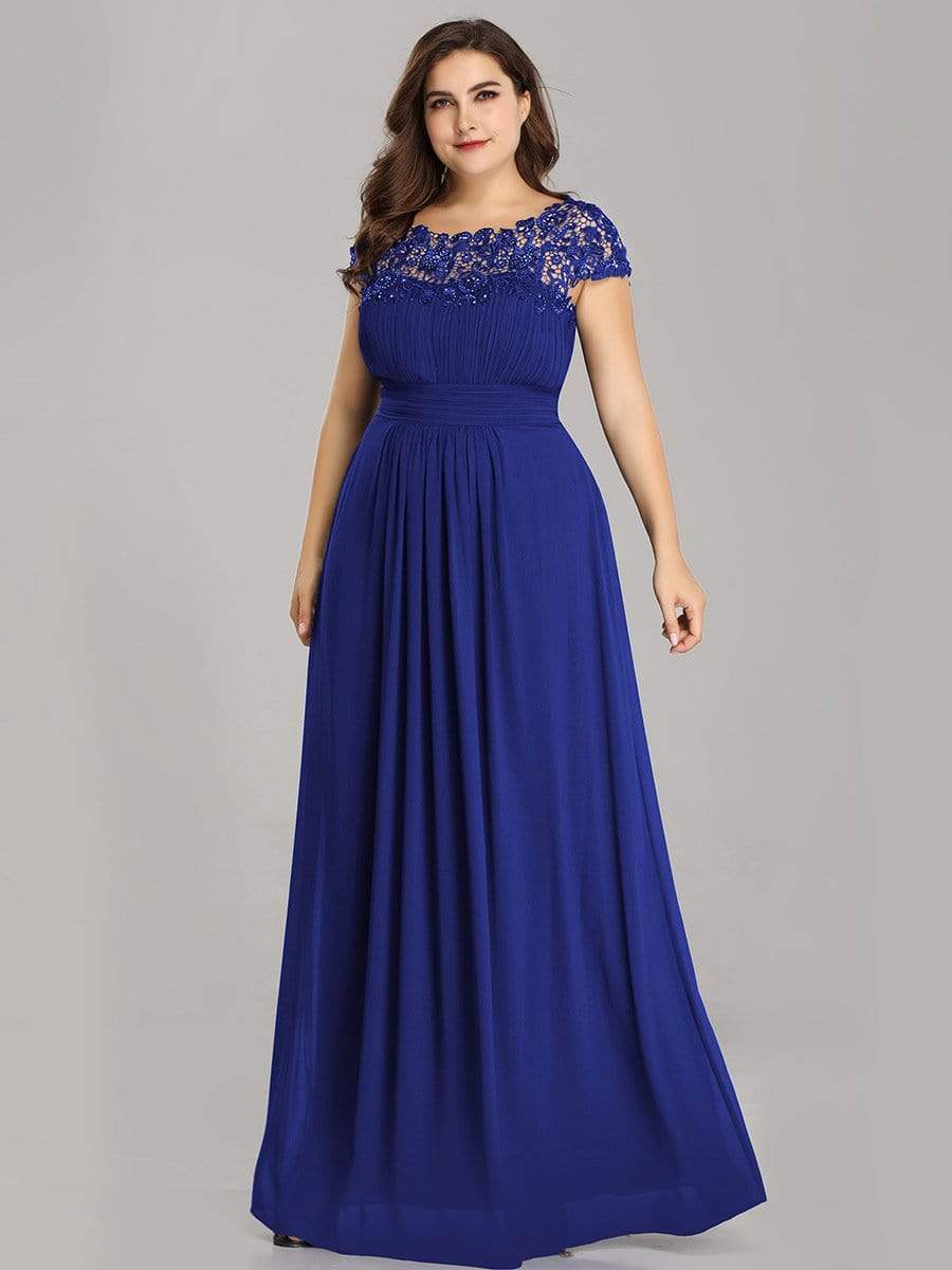 Elegant Lace Cap Sleeve Plus Size Bridesmaid Gown
