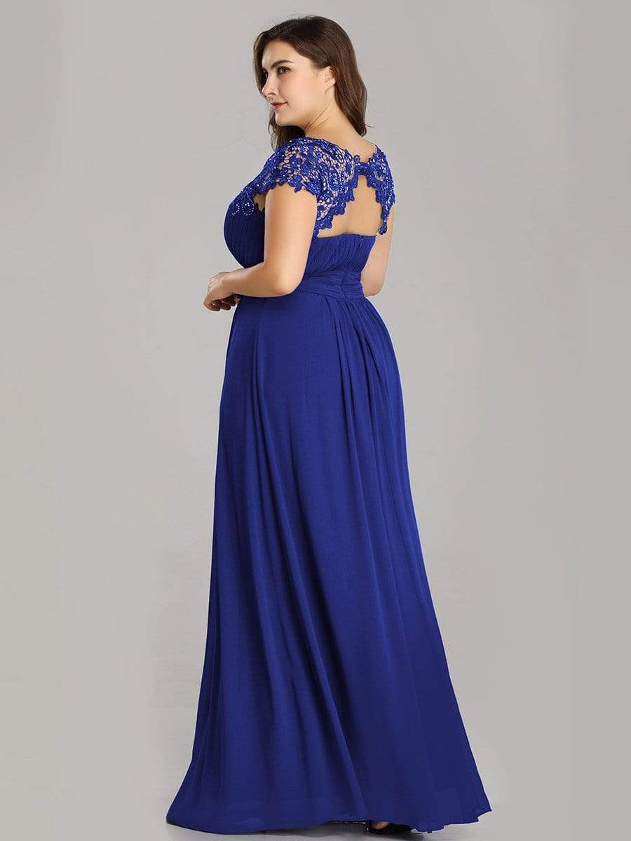 Elegant Lace Cap Sleeve Plus Size Bridesmaid Gown