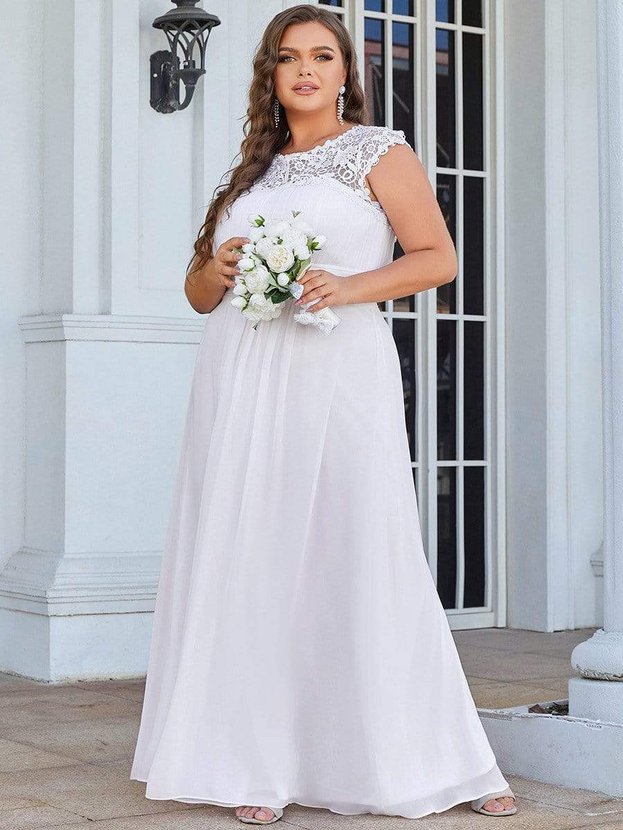 Elegant Lace Cap Sleeve Plus Size Bridesmaid Gown