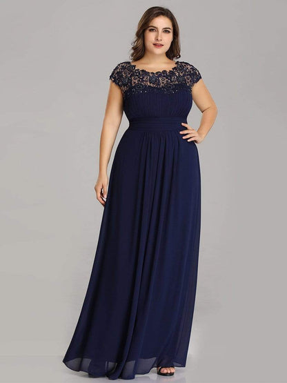 Elegant Lace Cap Sleeve Plus Size Bridesmaid Gown