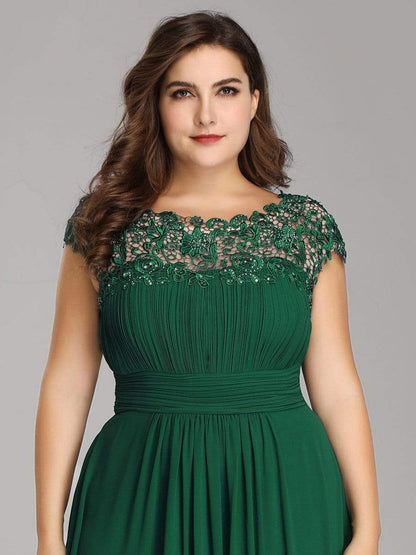 Elegant Lace Cap Sleeve Plus Size Bridesmaid Gown