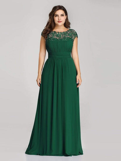 Elegant Lace Cap Sleeve Plus Size Bridesmaid Gown