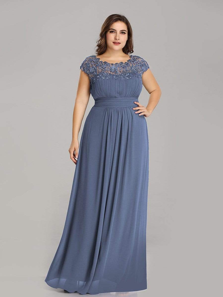 Elegant Lace Cap Sleeve Plus Size Bridesmaid Gown
