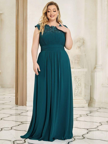 Elegant Lace Cap Sleeve Plus Size Bridesmaid Gown