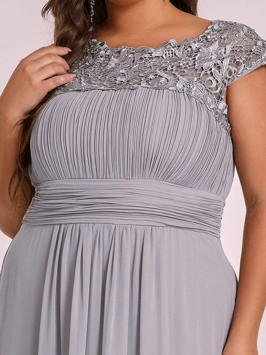 Elegant Lace Cap Sleeve Plus Size Bridesmaid Gown