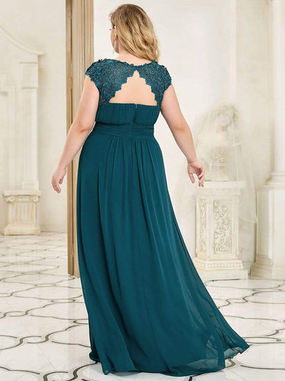 Elegant Lace Cap Sleeve Plus Size Bridesmaid Gown