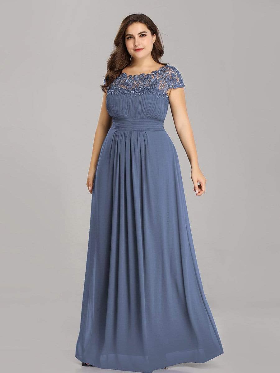 Elegant Lace Cap Sleeve Plus Size Bridesmaid Gown