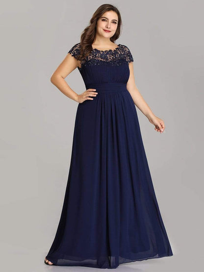 Elegant Lace Cap Sleeve Plus Size Bridesmaid Gown