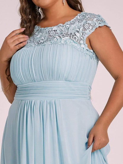 Elegant Lace Cap Sleeve Plus Size Bridesmaid Gown