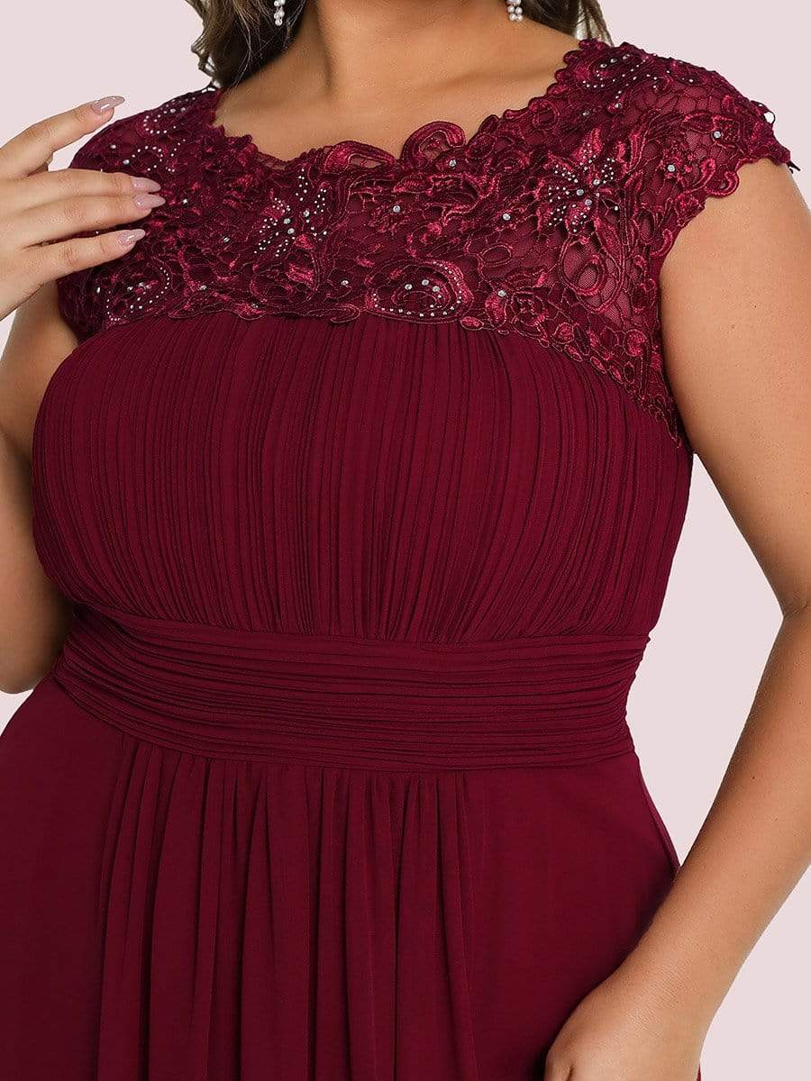 Elegant Lace Cap Sleeve Plus Size Bridesmaid Gown