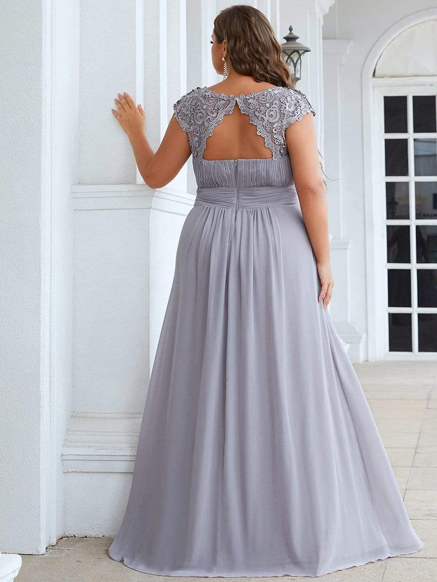 Elegant Lace Cap Sleeve Plus Size Bridesmaid Gown