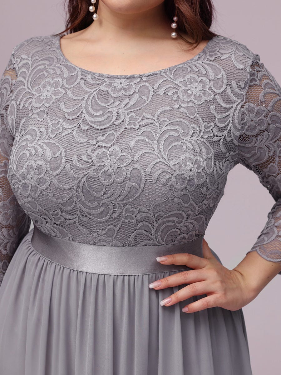 Elegant Lace Long Sleeve Plus Size Bridesmaid Gown