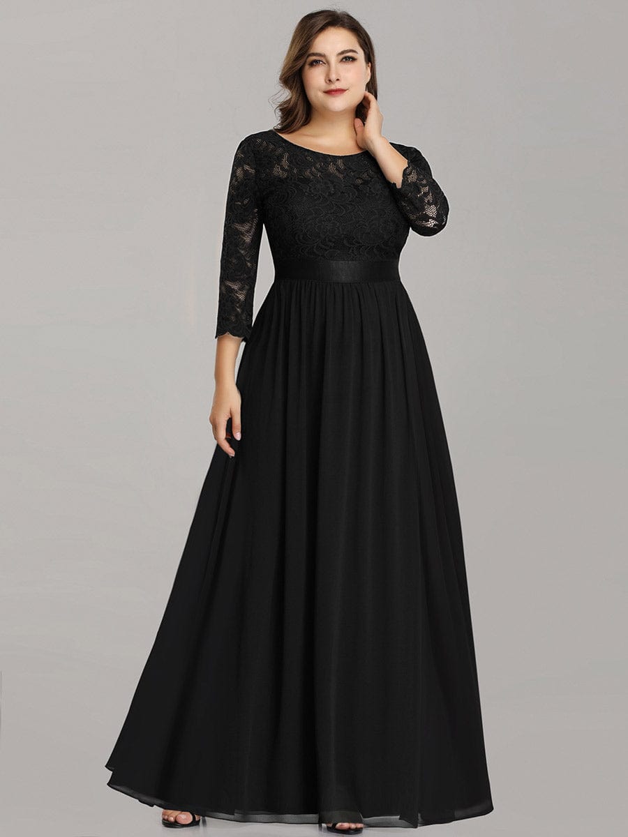 Elegant Lace Long Sleeve Plus Size Bridesmaid Gown